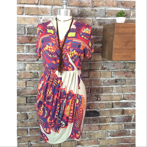 Mara Hoffman Dresses & Skirts - Mara Hoffman Cap Sleeve Faux Wrap Multi Dress